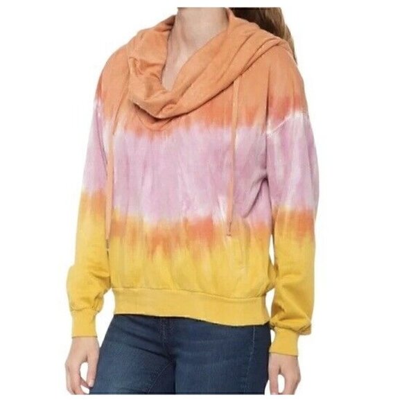 NWT Young Fabulous & Broke Piper Ombré Tie Dye Oversized Cowl Hoodie Women’s XS - Picture 2 of 12